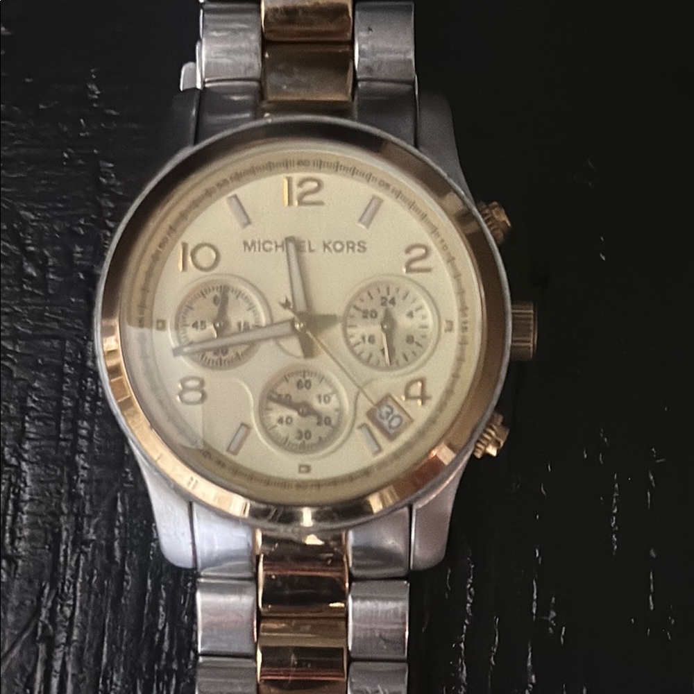 Michael Kors Silver and Gold Chronograph Watch - Picture 2 of 2